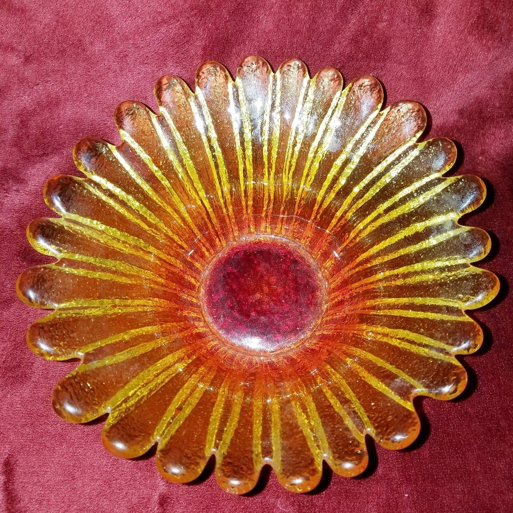 Small Blenko Ambrina Sunflower Bowl